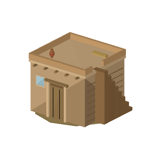 Low-poly Town & Market 3D model: Mudbrick House