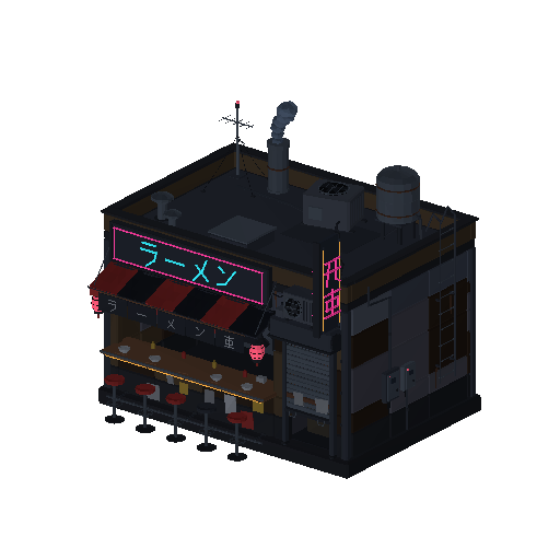 Low-poly Low & Mid-Rise 3D model: Noodle Bar