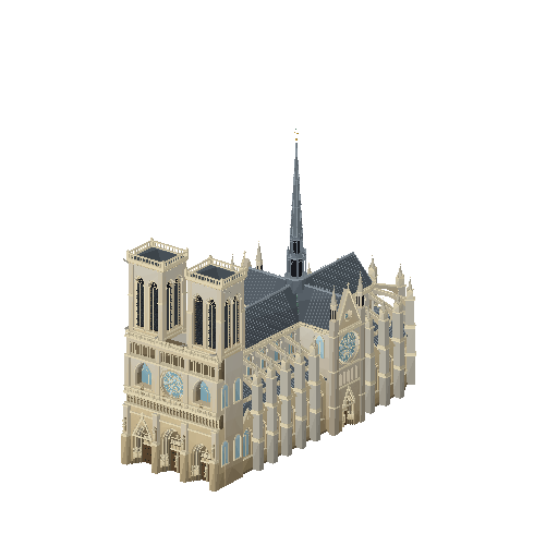 Low-poly Monuments 3D model: Notre Dame 01