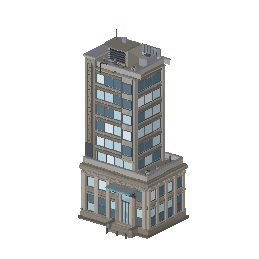 Low-poly Towers & Civic 3D model: Office Tower 01