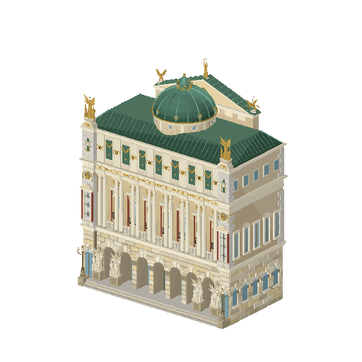 Low-poly Towers & Civic 3D model: Opera Facade 01