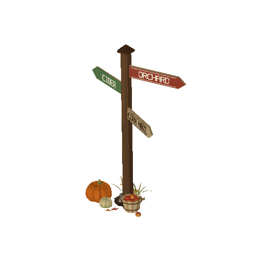 Low-poly Signage 3D model: Orchard Signpost