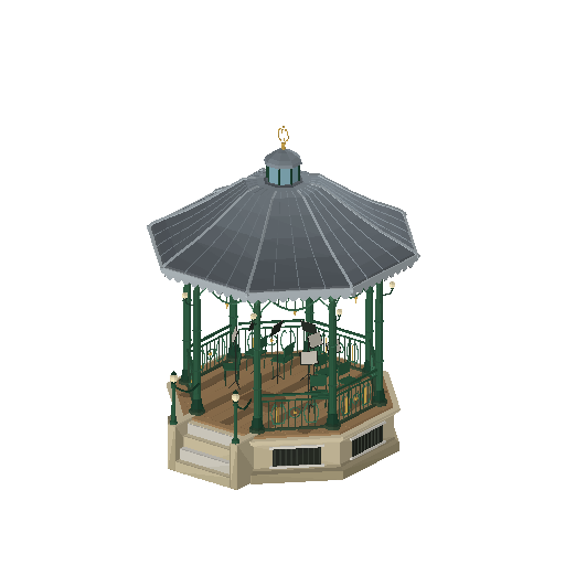 Low-poly Towers & Civic 3D model: Park Kiosque 01