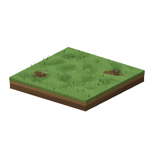 Low-poly Terrain 3D model: Park Lawn 01