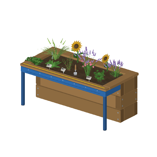 Low-poly Nature 3D model: Raised Sensory Planter