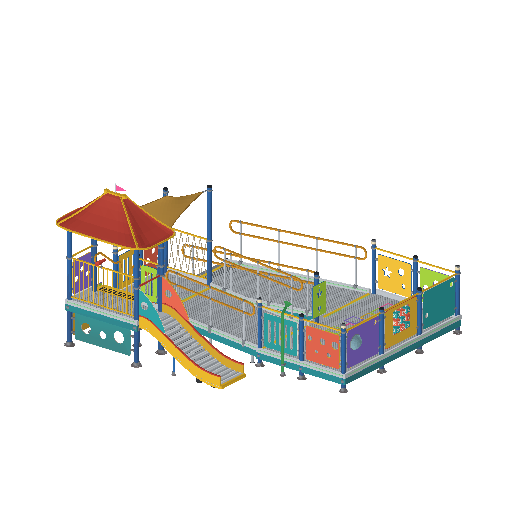 Low-poly Inclusive Play & Gaming 3D model: Ramped Play Structure