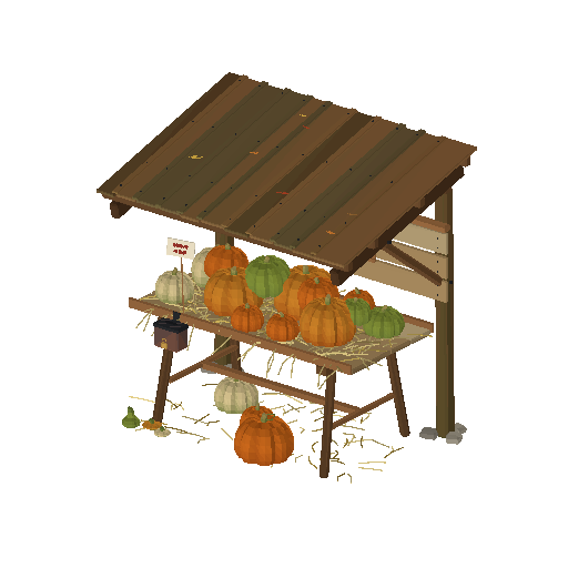 Low-poly Farm Structures 3D model: Pumpkin Stall