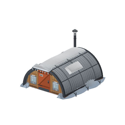 Low-poly Village Structures 3D model: Quonset Hut