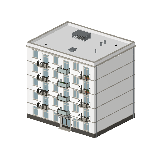 Low-poly Low & Mid-Rise 3D model: Realistic Apartment Block 01
