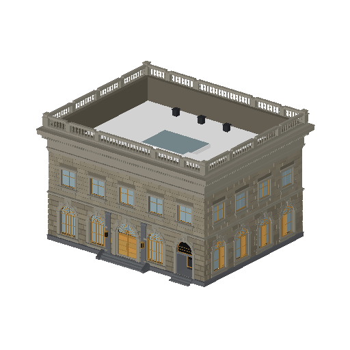 Low-poly Towers & Civic 3D model: Realistic Bank 01