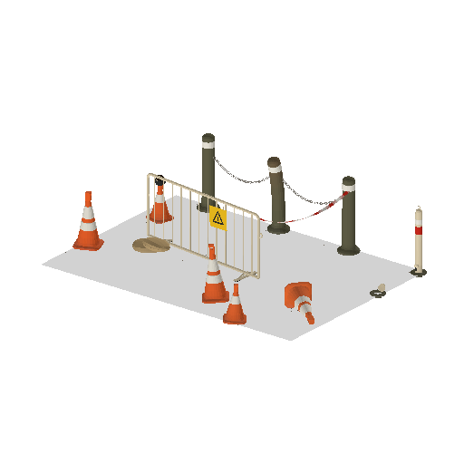 Low-poly Street Furniture 3D model: Realistic Bollard Cones 01