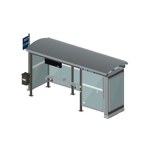 Low-poly Street Furniture 3D model: Realistic Bus Shelter 01