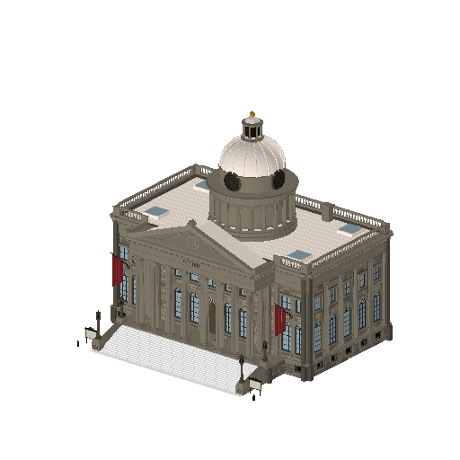 Low-poly Towers & Civic 3D model: Realistic Civic Hall 01