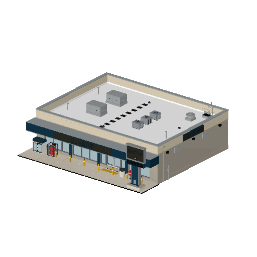 Low-poly Towers & Civic 3D model: Realistic Convenience Store 01