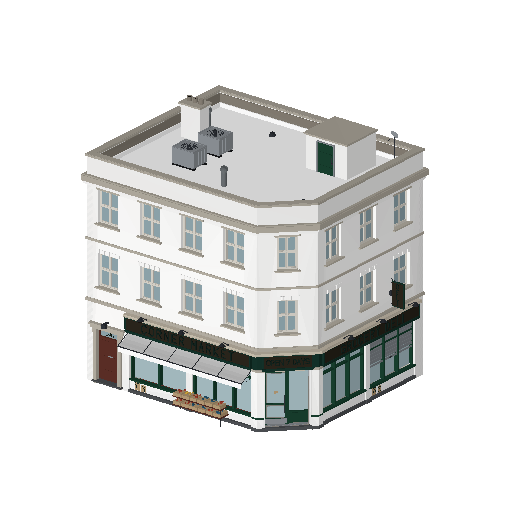 Low-poly Low & Mid-Rise 3D model: Realistic Corner Store 01