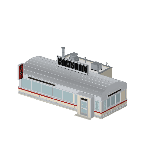 Low-poly Low & Mid-Rise 3D model: Realistic Diner 01