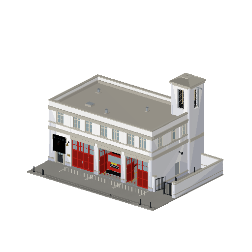Low-poly Low & Mid-Rise 3D model: Realistic Fire Station 01