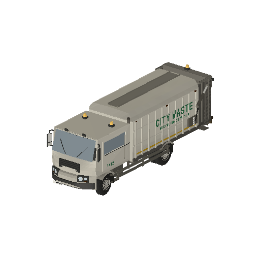 Low-poly Vehicles 3D model: Realistic Garbage Truck 01