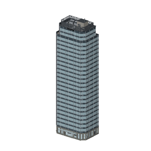 Low-poly Towers & Civic 3D model: Realistic Glass Skyscraper 01