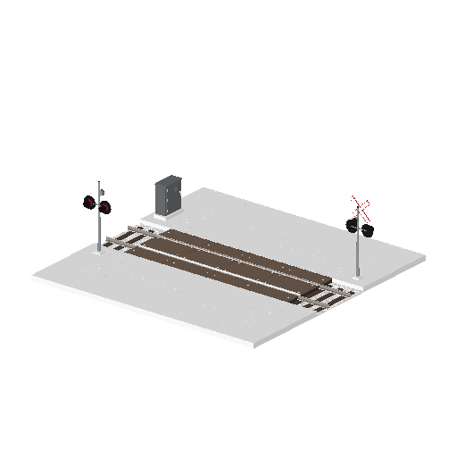 Low-poly Roads 3D model: Realistic Rail Crossing 01
