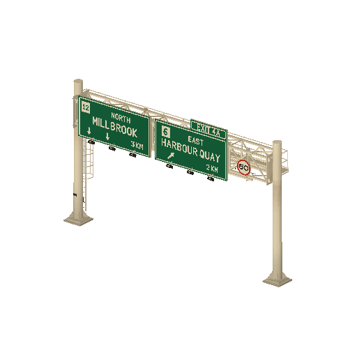 Low-poly Signage 3D model: Realistic Road Gantry 01