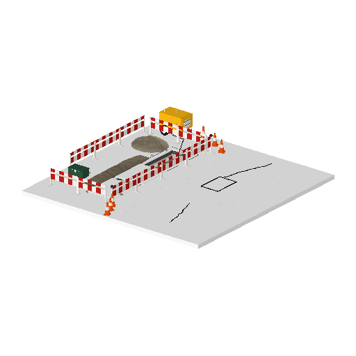 Low-poly Roads 3D model: Realistic Road Worksite 01