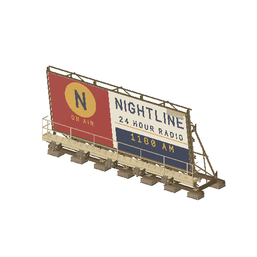 Low-poly Signage 3D model: Realistic Roof Billboard 01