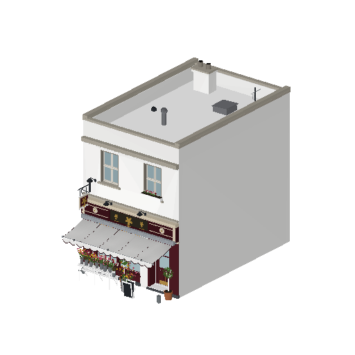 Low-poly Low & Mid-Rise 3D model: Realistic Shop Awning 01