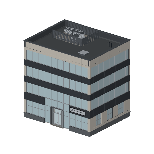 Low-poly Low & Mid-Rise 3D model: Realistic Small Office 01