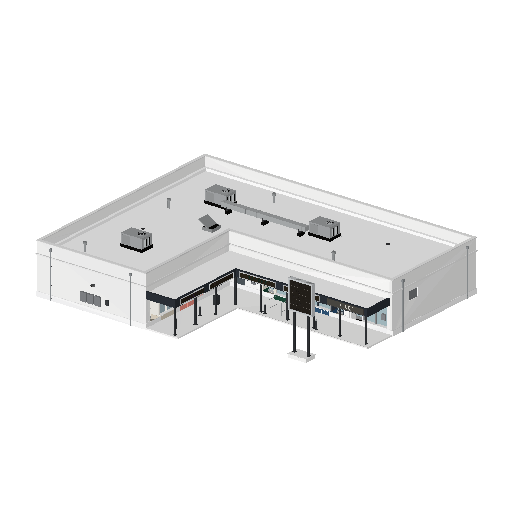 Low-poly Low & Mid-Rise 3D model: Realistic Strip Mall 01