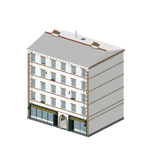 Low-poly Low & Mid-Rise 3D model: Realistic Tenement 01