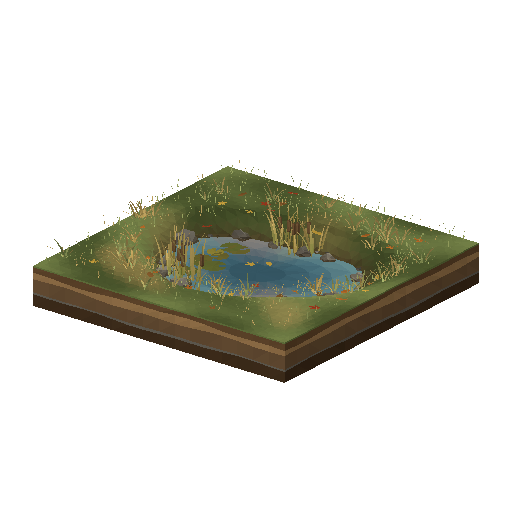 Low-poly Water 3D model: Reflecting Pond