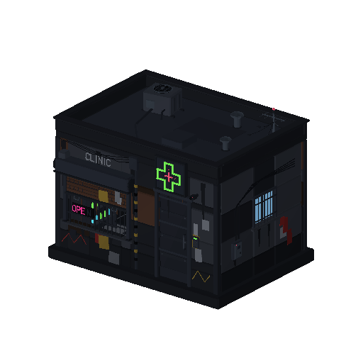 Low-poly Low & Mid-Rise 3D model: Ripperdoc Clinic
