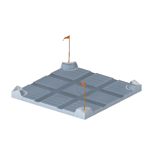 Low-poly Roads 3D model: Road Arctic 4way
