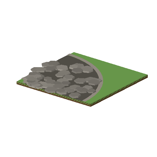 Low-poly Roads 3D model: Road Cobble Corner 01