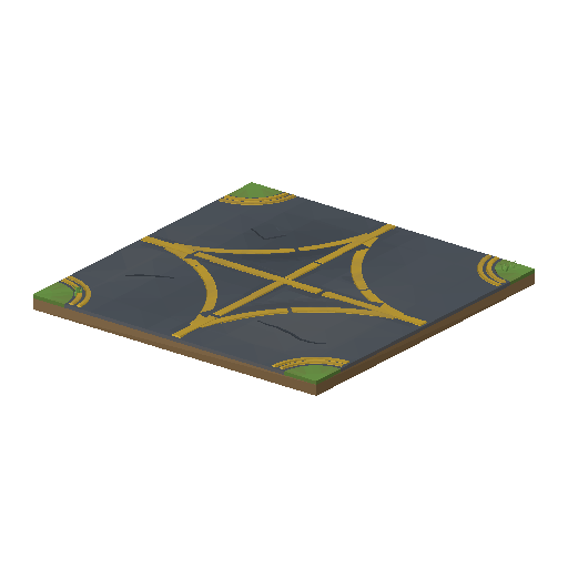 Low-poly Roads 3D model: Road Taxiway 4way
