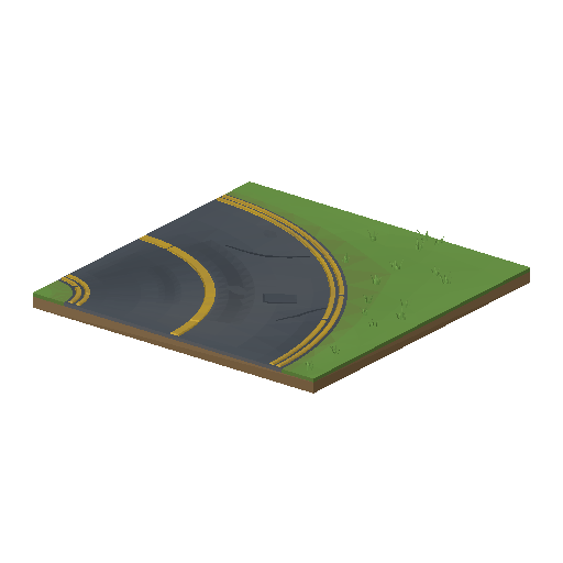 Low-poly Roads 3D model: Road Taxiway Corner