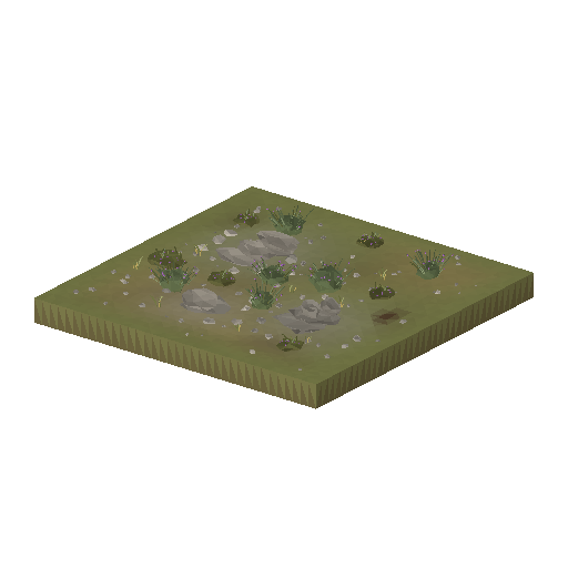 Low-poly Terrain 3D model: Rocky Scrub Tile