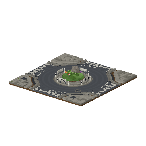 Low-poly Roads 3D model: Roundabout 01