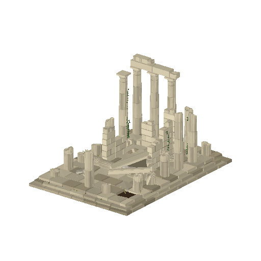 Low-poly Monuments 3D model: Ruined Temple