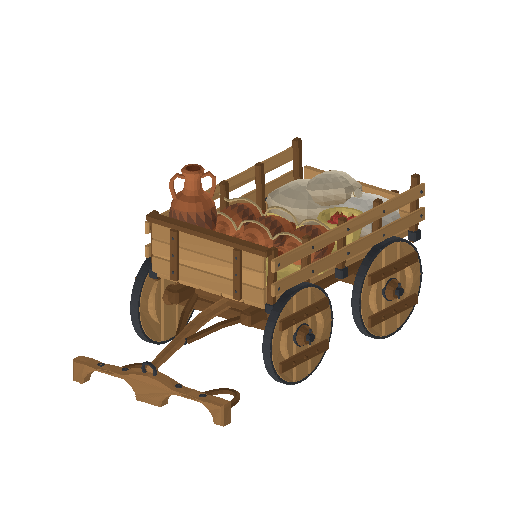 Low-poly Vehicles 3D model: Ruins Ox Cart