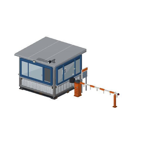 Low-poly Lot Structures 3D model: Security Gatehouse