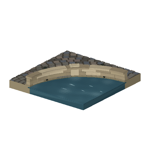 Low-poly Water 3D model: Shore Corner In 01