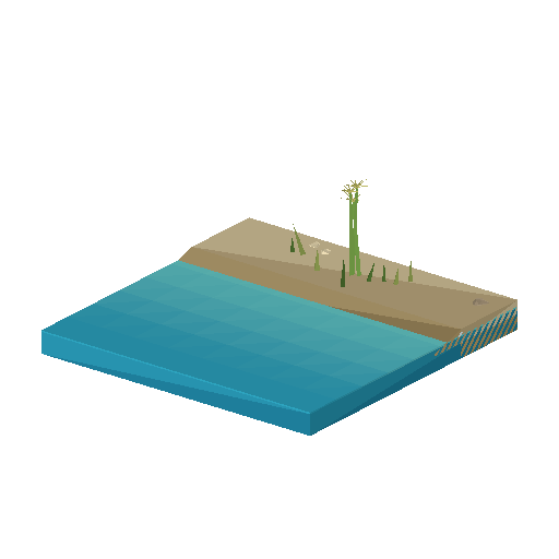 Low-poly Water 3D model: Shore Straight Oasis Tile
