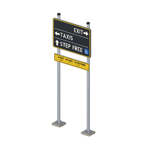 Low-poly Signage 3D model: High-Contrast Wayfinding Sign