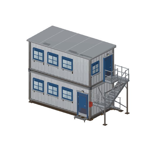 Low-poly Lot Structures 3D model: Stacked Portacabins
