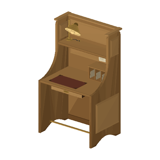 Low-poly Interiors 3D model: Study Carrel