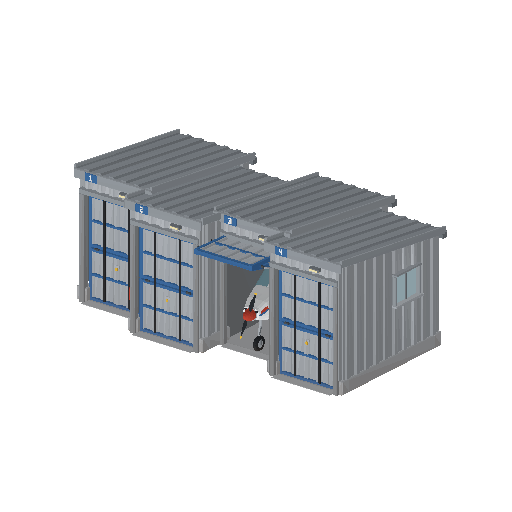 Low-poly Lot Structures 3D model: T Hangar Block
