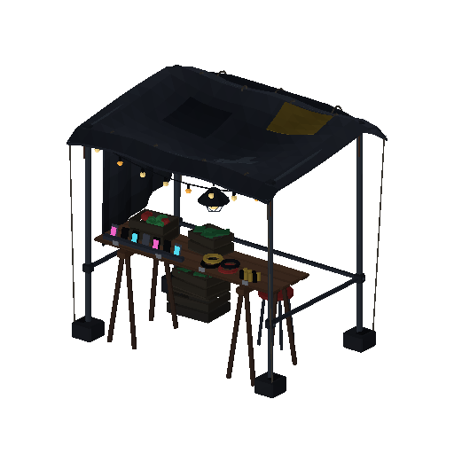 Low-poly Props 3D model: Tarp Stall
