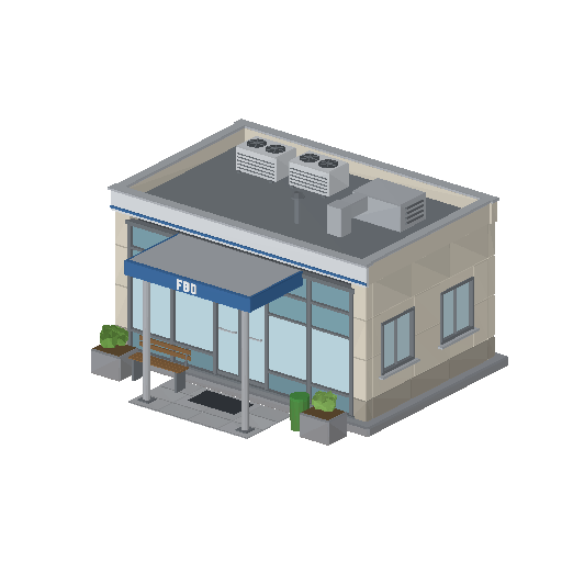Low-poly Towers & Civic 3D model: Terminal Fbo